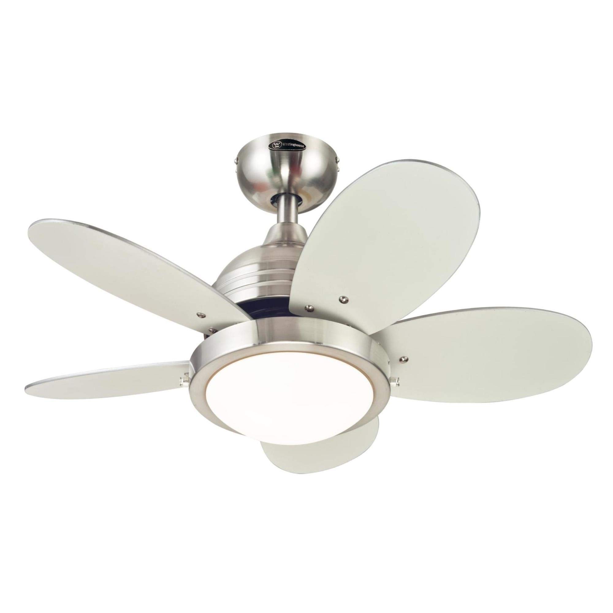 Westinghouse 7223600 Roundabout Indoor Ceiling Fan with Light, 30 Inch, Brushed Nickel