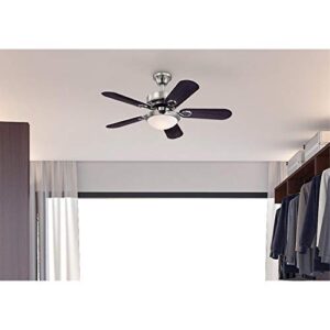 Westinghouse 7230300 Cassidy Indoor Ceiling Fan with Light, 36 Inch, Brushed Nickel