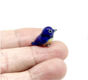 ssjshop bird micro tiny dollhouse figurines hand painted ceramic animals collectible gift home garden décor (blue bird)