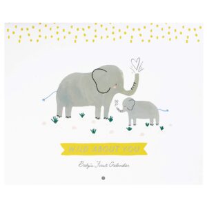 c.r. gibson ba3-22583 cute elephants ''wild about you'' gender neutral first year baby calendar, 11'' w x 18'' h