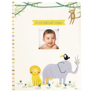 c.r. gibson b248-22583 baby book with gift box, "wild about you" zoo animal, 8.75'' w x 11.25'' h