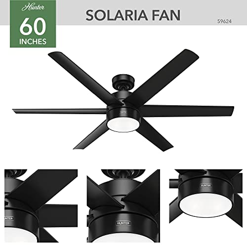 Hunter Fan Company 59624 Solaria Ceiling Fan, 60, Matte Black Finish