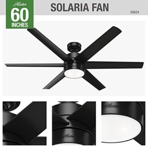 Hunter Fan Company 59624 Solaria Ceiling Fan, 60, Matte Black Finish