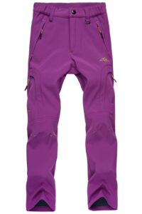 magcomsen women's fleece lined softshell pants winter sports snow ski hiking pants with multi-pockets (purple, 30w x 30l)