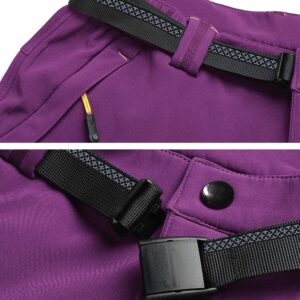 MAGCOMSEN Women's Fleece Lined Softshell Pants Winter Sports Snow Ski Hiking Pants with Multi-Pockets (Purple, 30W x 30L)