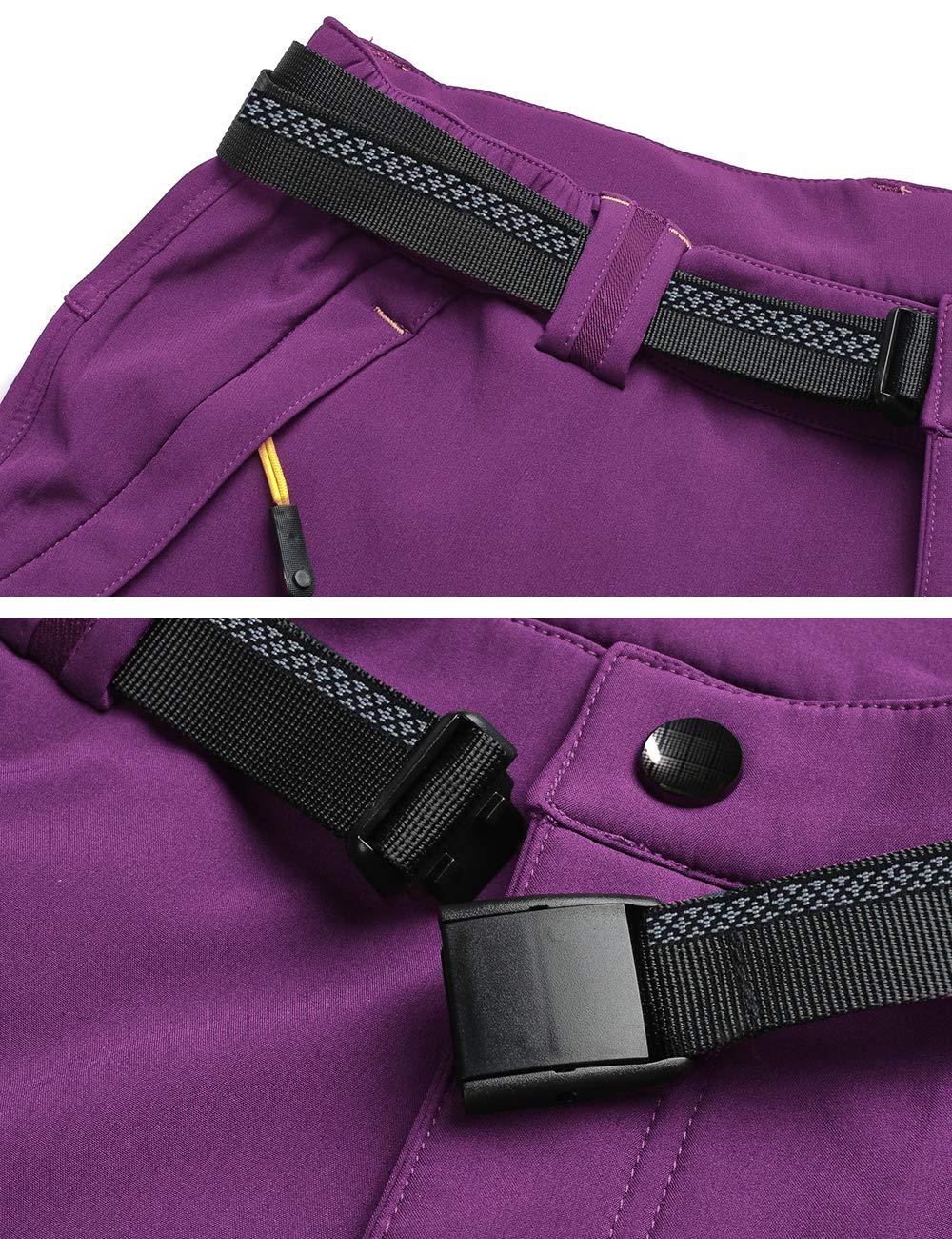 MAGCOMSEN Women's Fleece Lined Softshell Pants Winter Sports Snow Ski Hiking Pants with Multi-Pockets (Purple, 30W x 30L)