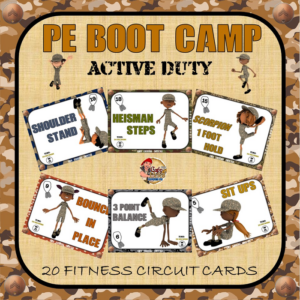 pe boot camp series: active duty- 20 fitness circuit cards- great for distance learning