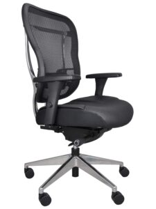 oak hollow furniture aloria series office chair ergonomic executive computer chair, genuine leather seat cushion, mesh back, adjustable lumbar support swivel and tilt high-back (black)