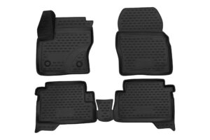 fits 2013-2019 ford escape / 2013-2019 ford c-max floor mats front & 2nd row seat liner set (black)