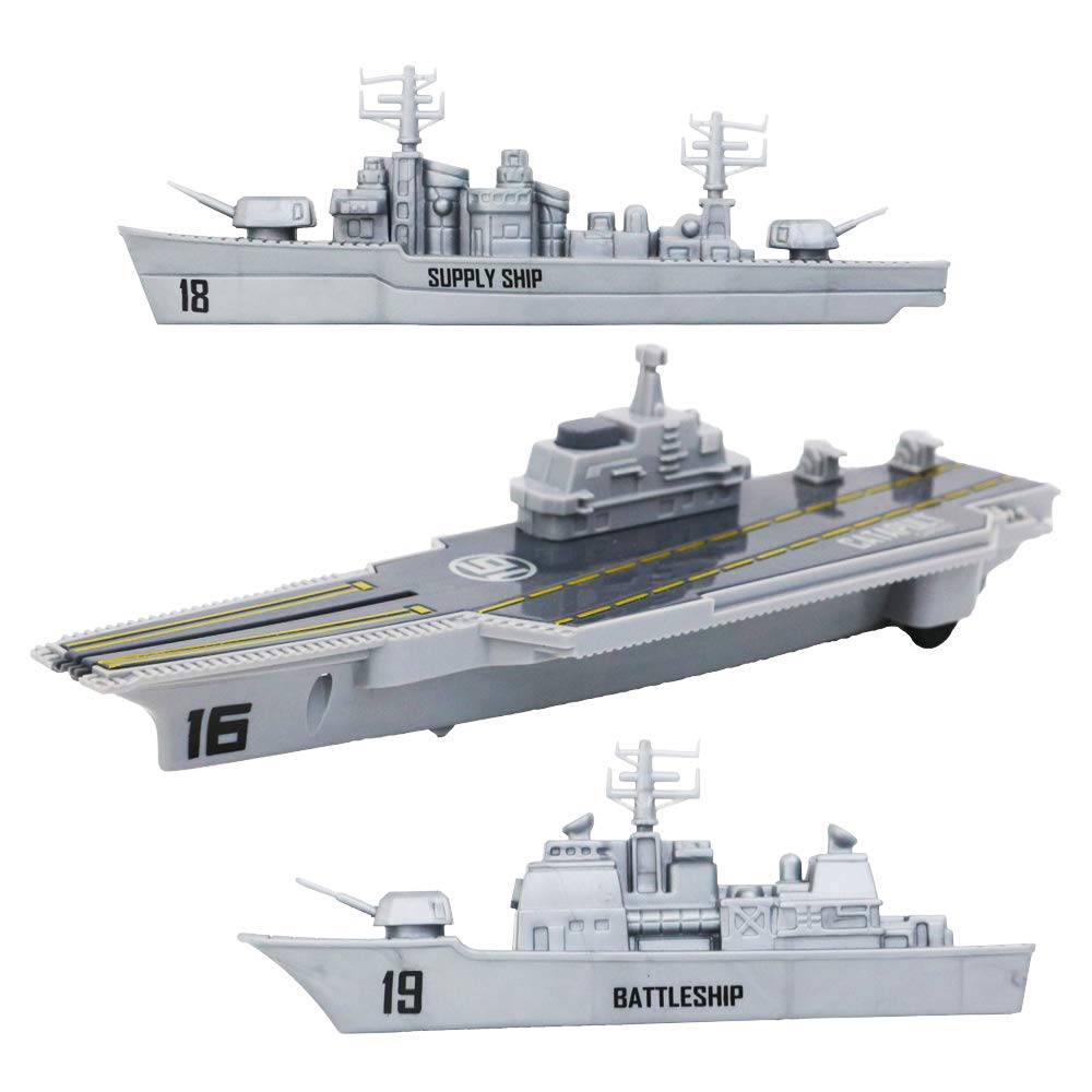 deAO Aircraft Carrier Toy Military Naval Ship Play Set with Small Scale Planes Toy, Supply Ship,Great Battleship Toys Army Men Toys for Boys Girls Kids