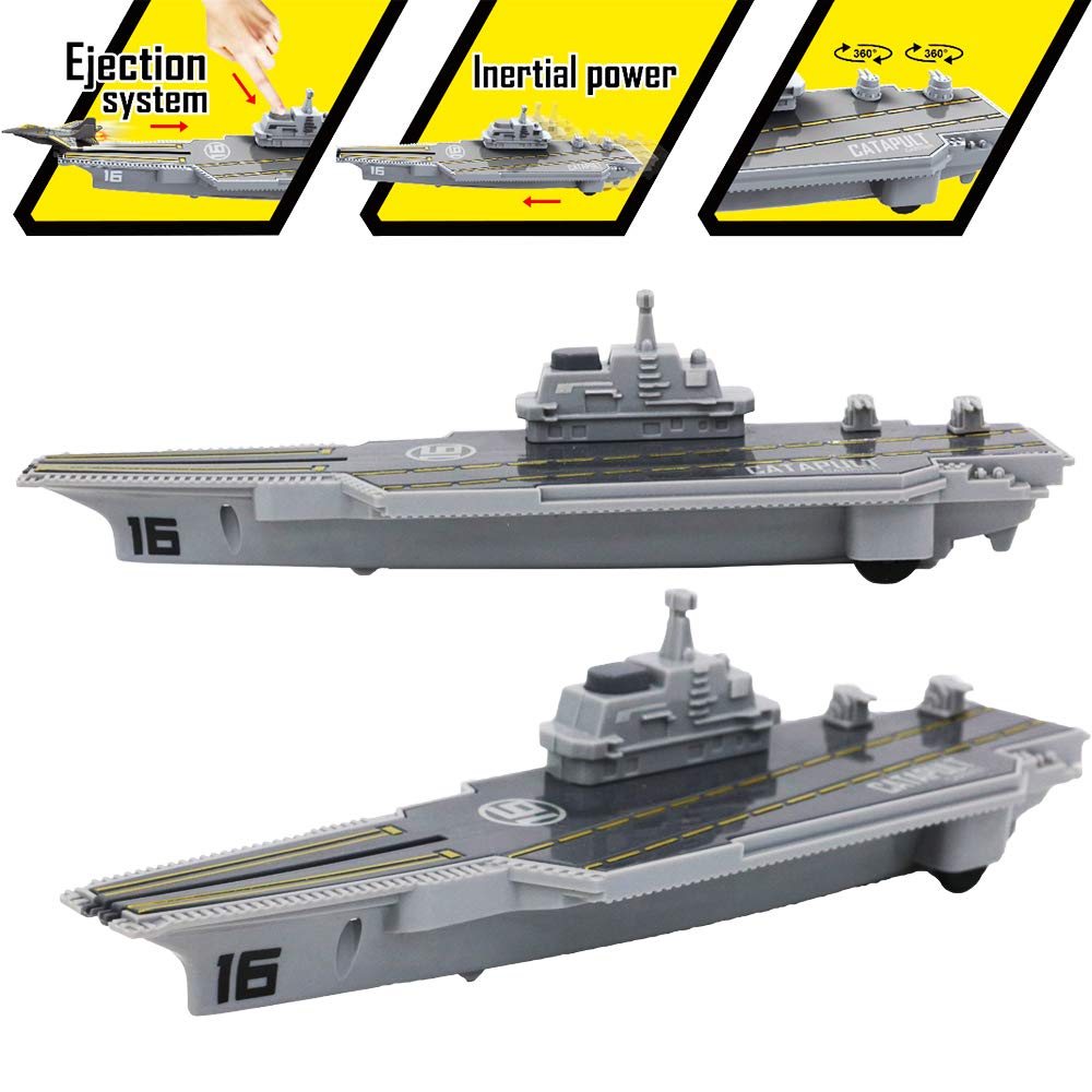 deAO Aircraft Carrier Toy Military Naval Ship Play Set with Small Scale Planes Toy, Supply Ship,Great Battleship Toys Army Men Toys for Boys Girls Kids