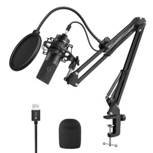 fifine usb streaming microphone kit, condenser studio mic with arm stand & pop filter for podcast vocal recording singing youtube gaming voice over, directional computer mic for pc laptop-k780a