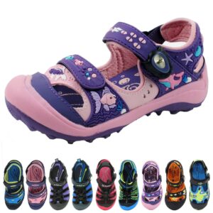 gold pigeon shoes magnetic closure kids closed toe sandals for girl: 7610 purple pink, eu31 (little kid size 1-1.5)