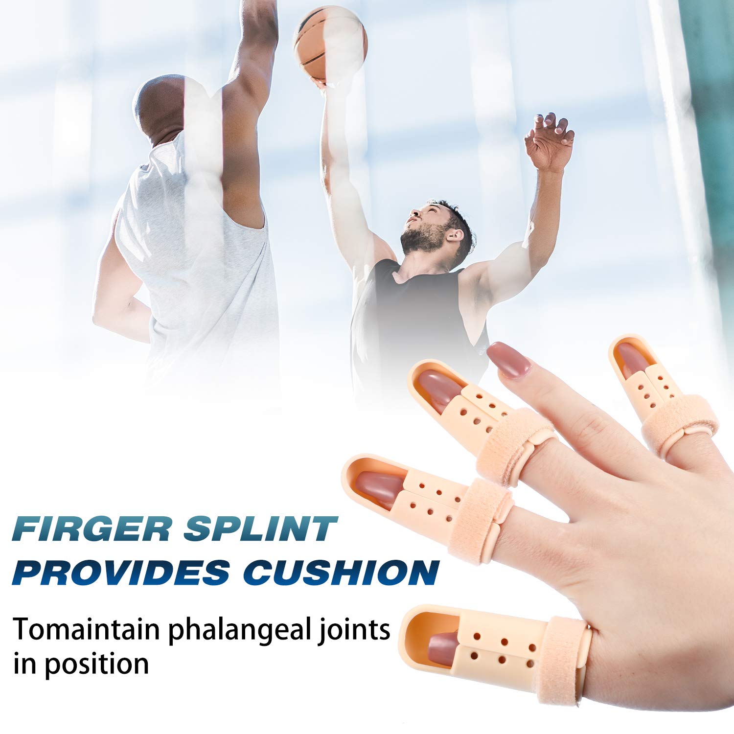 10 Pieces Finger Splint Mallet Finger Support Finger Splint Brace Plastic Finger Support Protector for Adjustable Finger Immobilizer for Basketball Finger Joint Protection, 5 Sizes