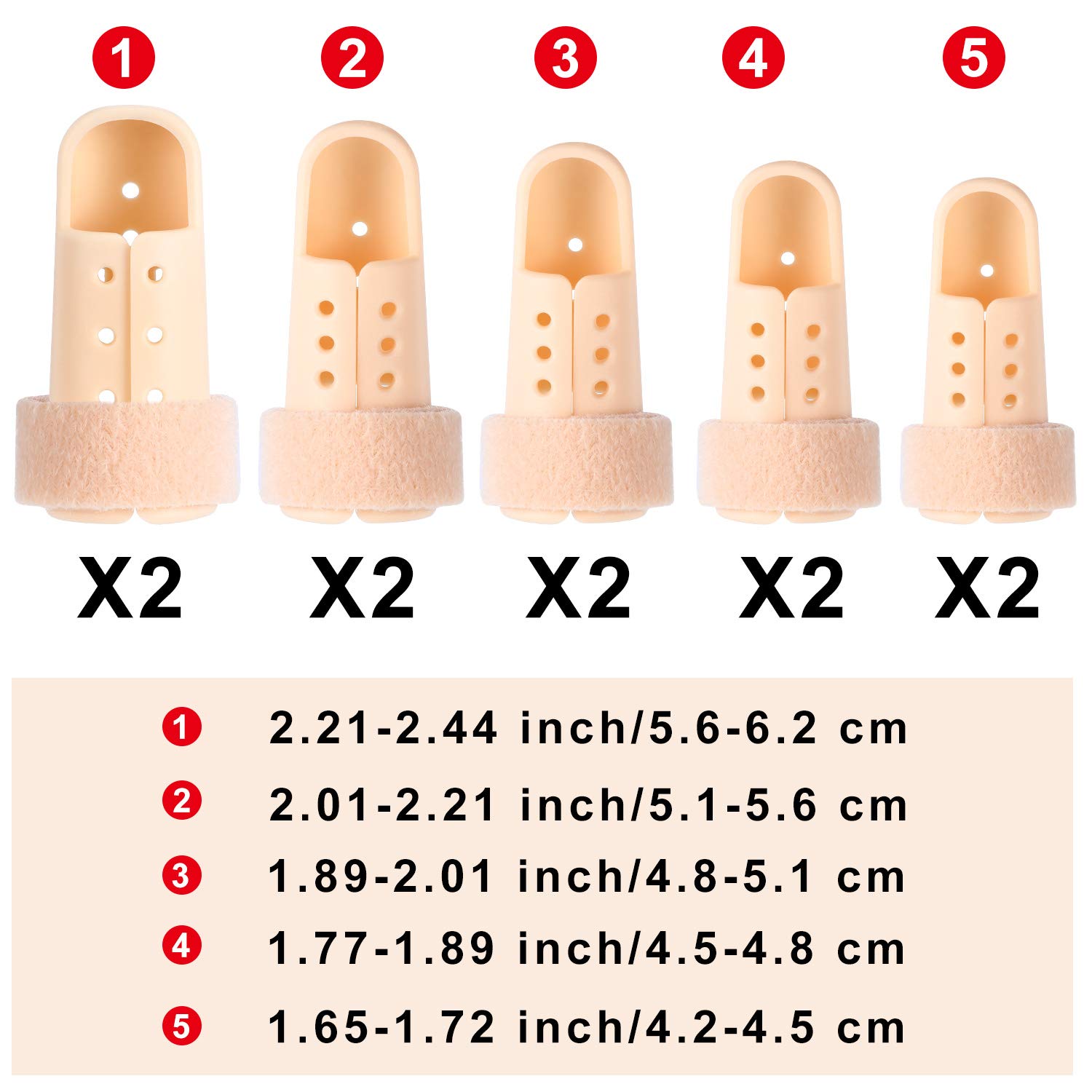 10 Pieces Finger Splint Mallet Finger Support Finger Splint Brace Plastic Finger Support Protector for Adjustable Finger Immobilizer for Basketball Finger Joint Protection, 5 Sizes