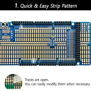 ElectroCookie Proto Shield Kit Compatible with Arduino Mega R3, Stackable DIY Expansion Prototype PCB (2 Pack)