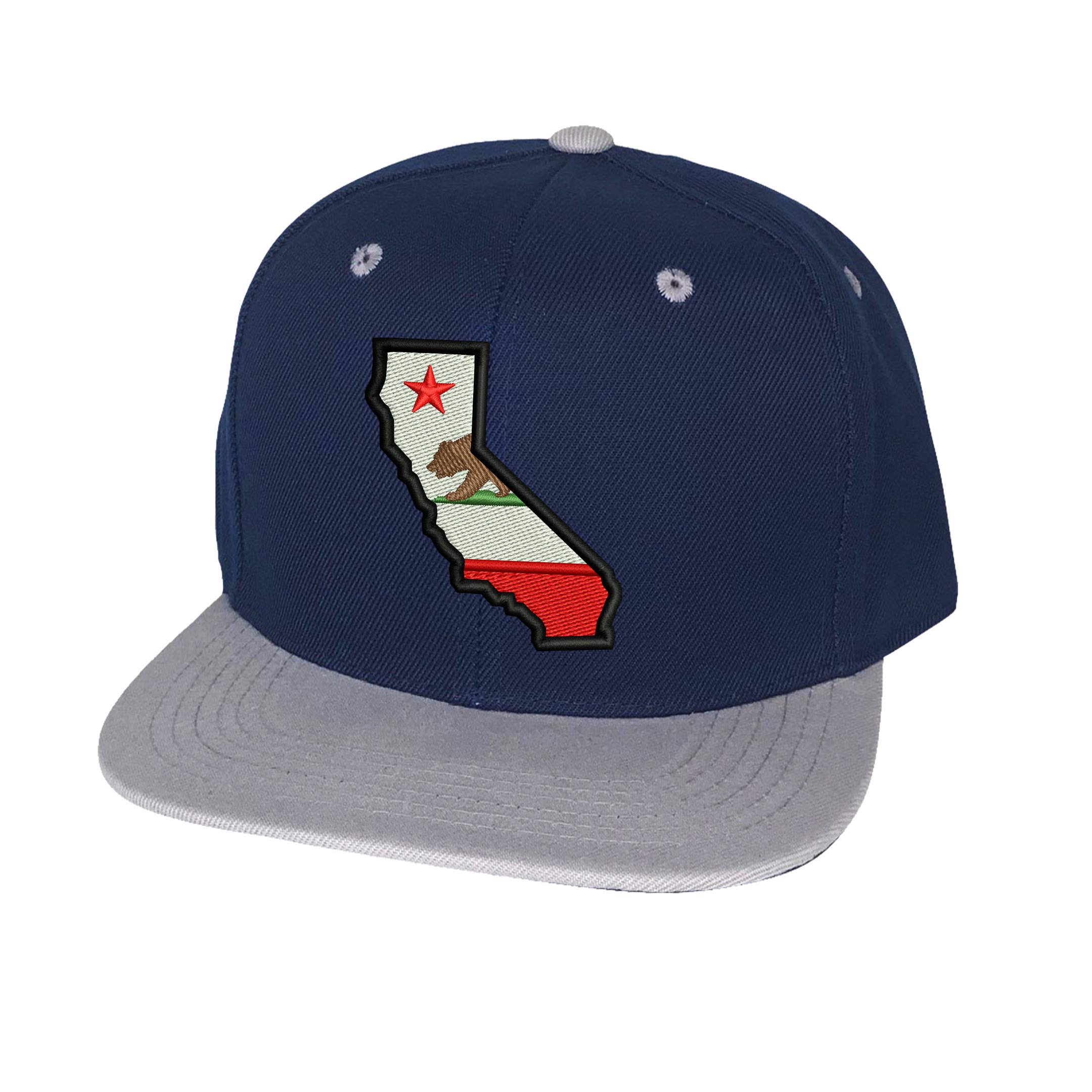 PRFCTO California Snapback Baseball Hat - Cali State Bear Unisex Cap - Snap Back Hat for Men Women (Navy/Grey)