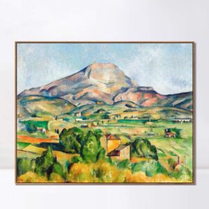 invin art framed canvas giclee print art mont sainte-victoire seen from bellevue by paul cezanne wall art living room home office decorations(wood color slim frame,32"x40")