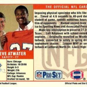 1989 Pro Set Football #492 Steve Atwater RC Rookie Card Denver Broncos The Official Card of the NFL