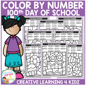 color by number 100th day of school