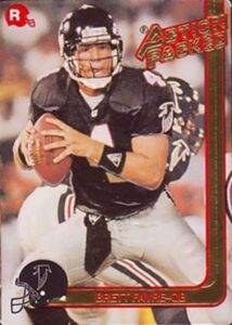 1991 action packed rookie update football #21 brett favre rc rookie card atlanta falcons official embossed"3-d" nfl trading card