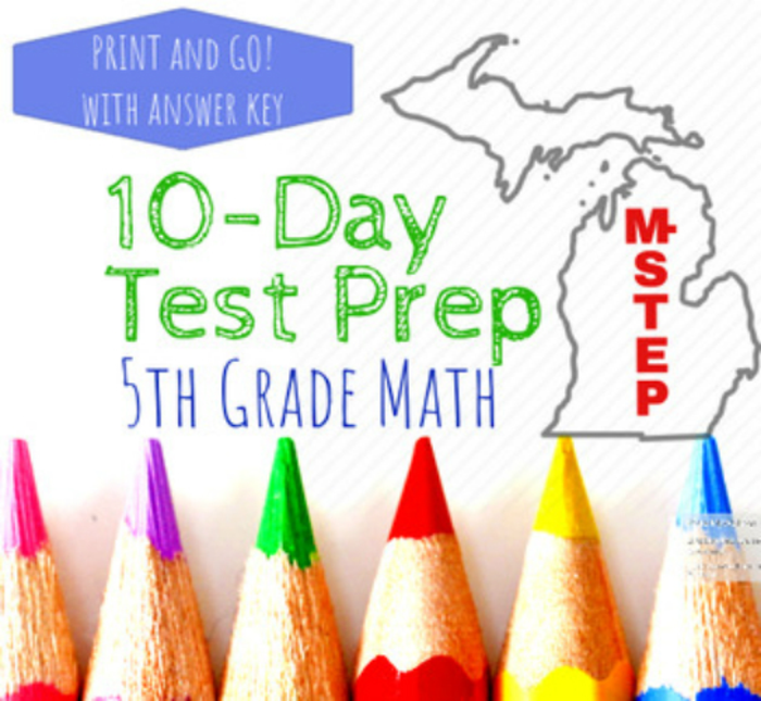 5th Grade Michigan M-STEP Review; 10 days, 40 questions; NO PREP PRINTABLE DISTANCE LEARNING RESOURCE