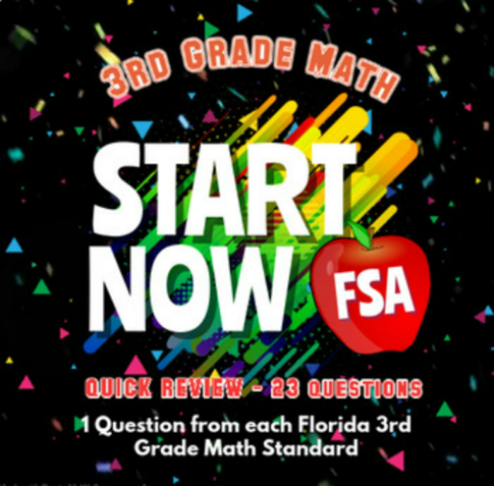 Start NOW! Review for the 3rd Grade Florida Math FSA, 24 questions