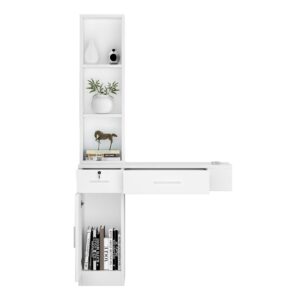 mefeir Wall Mount Salon Station Barber Stations Styling Station Barber Beauty Spa Salon Equipment Set (White)