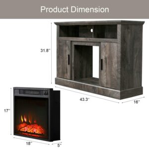 PatioFestival Electric Fireplace TV Stand Entertainment Center Corner Fire Place Heaters Tv Console with Generic Rustic Furniture for TVs up to 42" Wide, Rustic