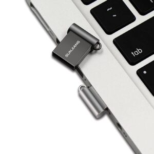 SUNJIANG Super Mini 32GB Pendrive Metal Small USB Flash Drive Pen Drive USB2.0 Tiny Memory Stick U Disk Key Ring Disk Thumb Drive Low Profile USB Flash Drive USB Key (32GB, Dark Gray)