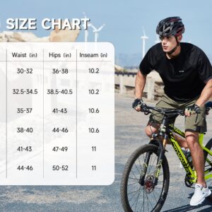 Men's Mountain Bike Shorts 3D Padded Bicycle MTB Shorts Loose-fit Lightweight MTB Cycling Shorts (Black-L)