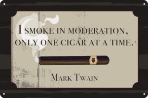 one cigar at a time man cave tin sign 12" x 8" mark twain quote cigar lounge garage bar smoke shop decor