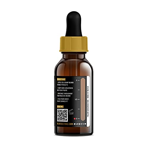 Beard Octane: Liquid Gold - Natural Beard Oil w/Argan Oil - 1 Oz - Promotes Healthy Softer Beards - Made in USA - Premium Handcrafted Beard Care