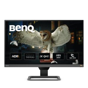 BenQ EW2780Q Premium Monitor 27" QHD 1440p | IPS | HDRi | Eye-Care Tech | TUV Certified | Adaptive Brightness Plus | Tilt Screen | Robust 5w Speakers | Eye Reminder | DisplayPort | HDMI,Black