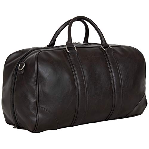 Ben Sherman 20" Travel Vegan Leather Weekender Carry-On Duffel Luggage/Gym Bag, Brown