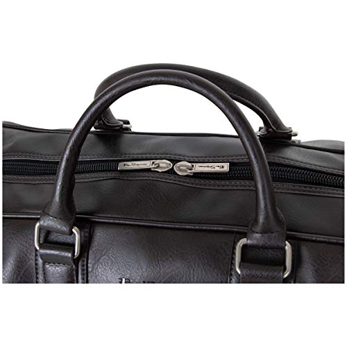 Ben Sherman 20" Travel Vegan Leather Weekender Carry-On Duffel Luggage/Gym Bag, Brown