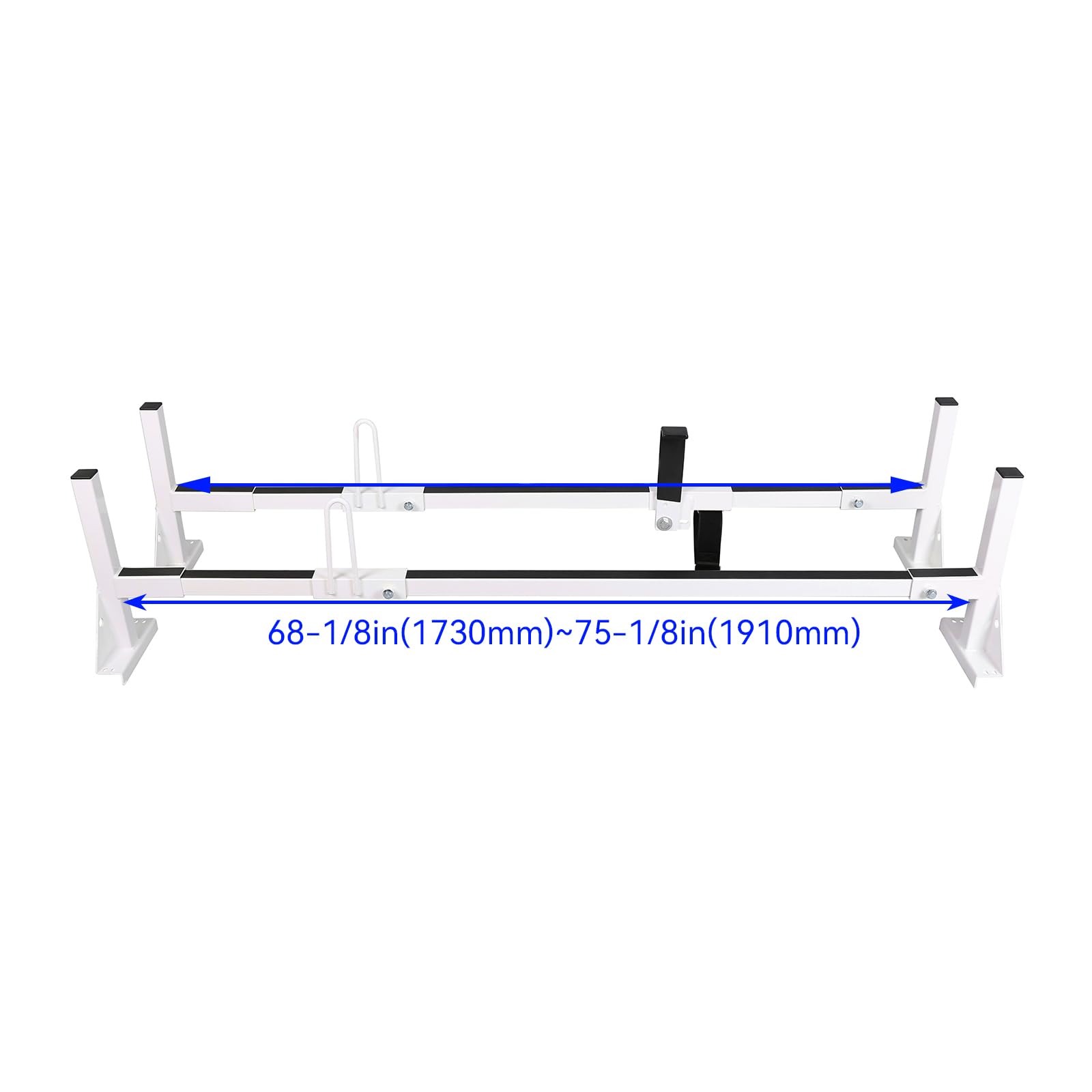 JMTAAT 68"-75" Adjustable 700 LBS Van Roof Mount Ladder Rack Compatible with Chevy Express Ford GMC Savana Steel(2 Bars)