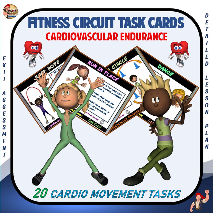 Fitness Circuit Task Cards- “Cardiovascular Endurance”- Great for Distance Learning