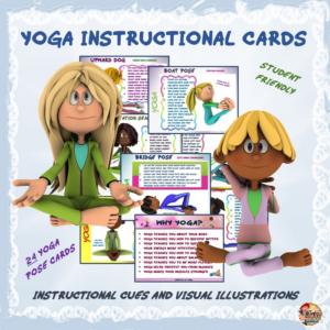 yoga instructional cards- "kid friendly" cues and visual illustrations- great for distance learning