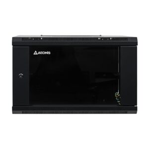 aeons 6u professional wall mount network server cabinet enclosure 19-inch server network rack with glass door 16-inches deep black (fully assembled