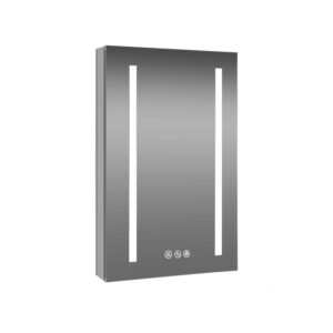 blossom recessed or surface 24 inch led mirror medicine cabinet with lights, led medicine cabinet with defogger, dimmer, outlets & usb ports (24x32/left hinge)