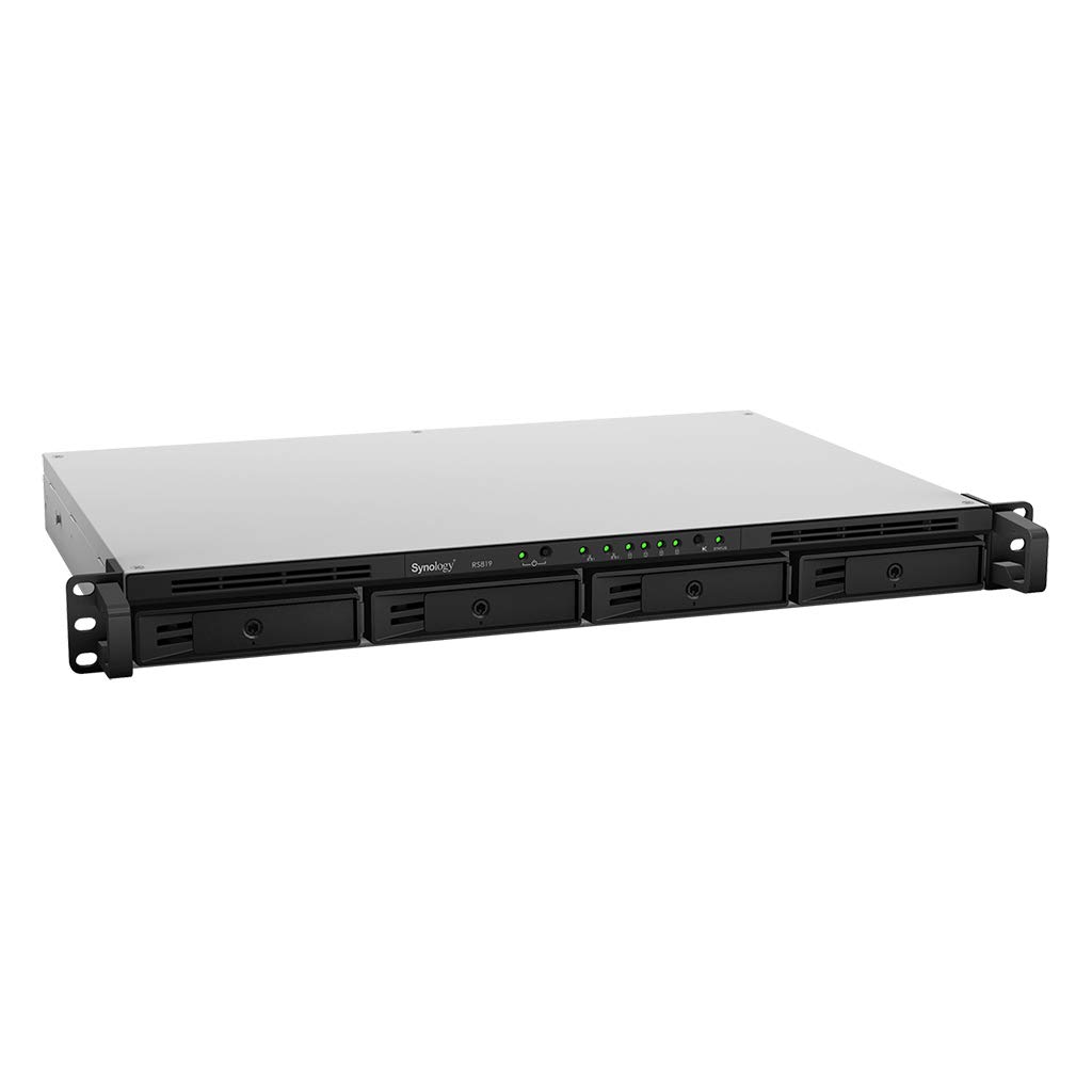 Synology RackStation RS819 Compact Rack Mount NAS Server Bundle with Rail Kit, Realtek RTD1296 Quad-Core, 2GB DDR4 Synology SDRAM, 16TB SATA HDDs, Synology DSM Software