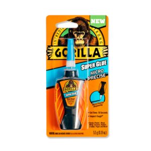 gorilla micro precise super glue, 5.5 gram, clear, (pack of 1)