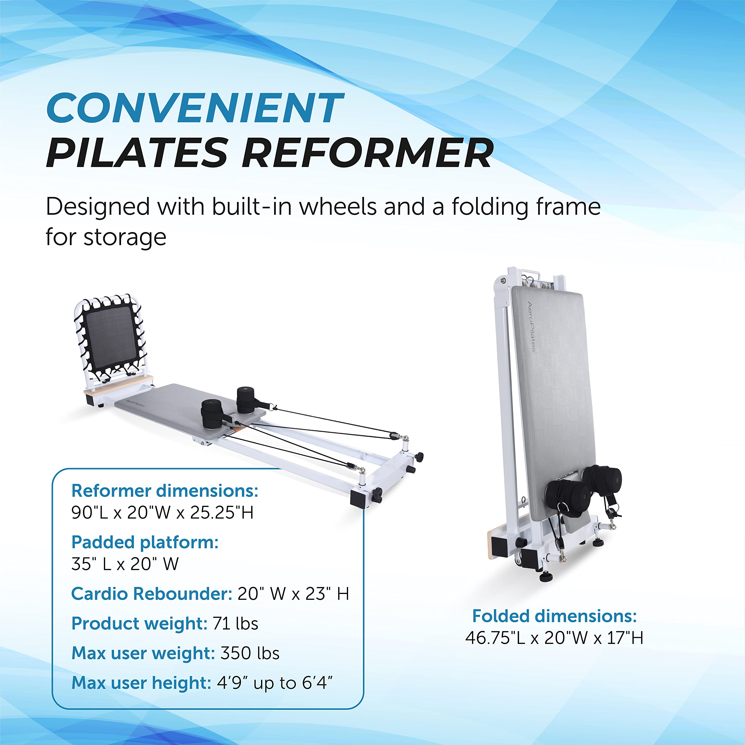 AeroPilates Precision Series Reformer 535 - Pilates Reformer Workout Machine for Home Gym - Up to 350 lbs Weight Capacity