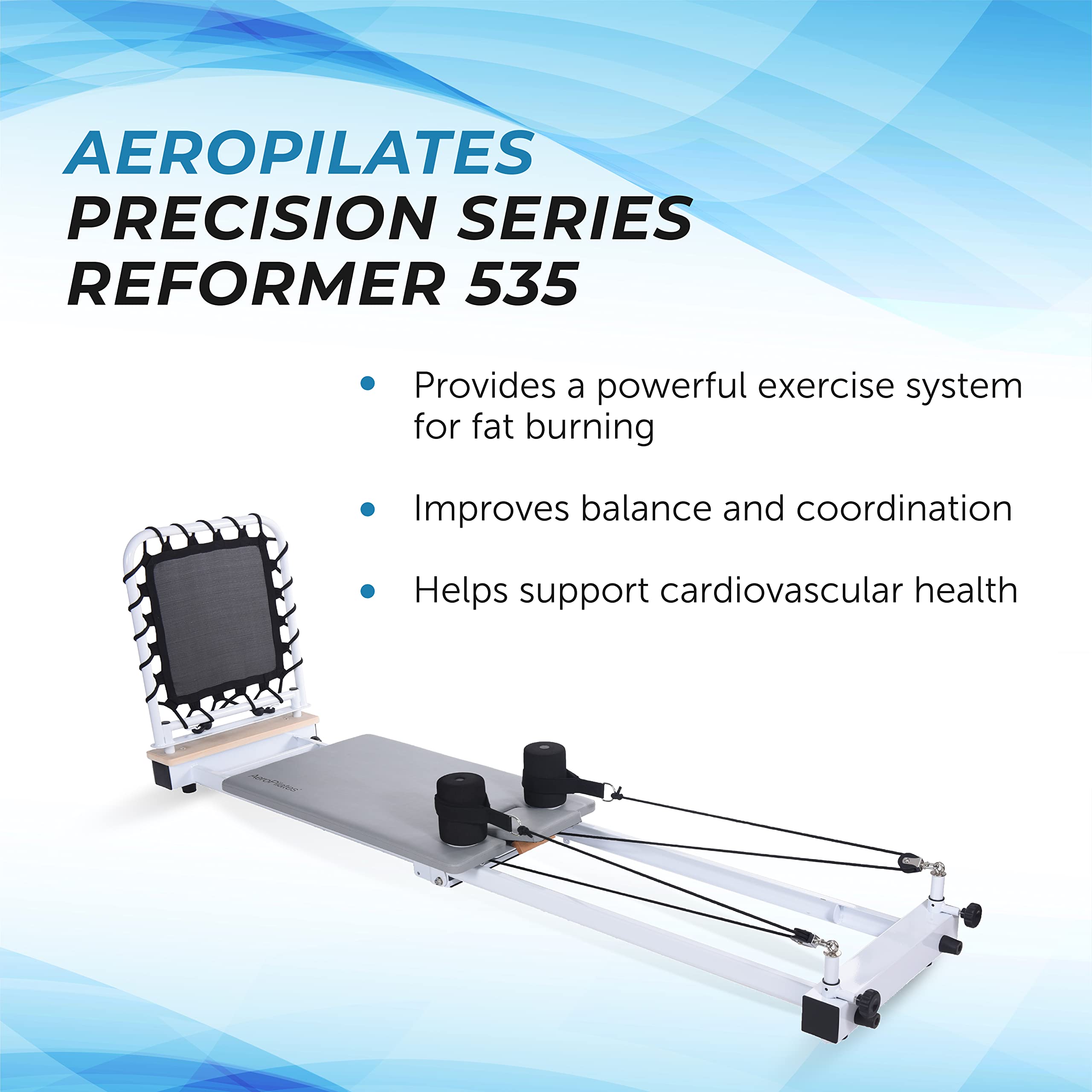 AeroPilates Precision Series Reformer 535 - Pilates Reformer Workout Machine for Home Gym - Up to 350 lbs Weight Capacity