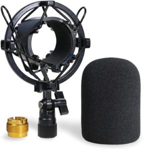 at2020 shock mount with pop filter - foam windscreen with microphone shockmount reduces vibration noise and blocks out plosives for audio technica at2020 at2035 atr2500 condenser mic by youshares