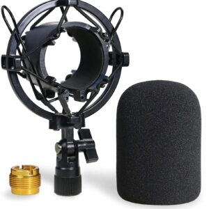 AT2020 Shock Mount with Pop Filter - Foam Windscreen with Microphone Shockmount Reduces Vibration Noise and Blocks Out Plosives for Audio Technica AT2020 AT2035 ATR2500 Condenser Mic by YOUSHARES