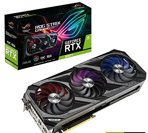 ASUS ROG STRIX NVIDIA GeForce RTX 3060 Ti OC Edition Gaming Graphics Card (PCIe 4.0, 8GB GDDR6, HDMI 2.1, DisplayPort 1.4a, Axial-Tech Fan Design, 2.9-Slot, Super Alloy Power II, GPU Tweak II)