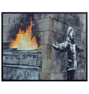 banksy street art mural - original 8x10 photo print - chic cool unique gift for urban graffiti fans - home or wall decor, office decoration for bedroom, apartment, living room - unframed poster