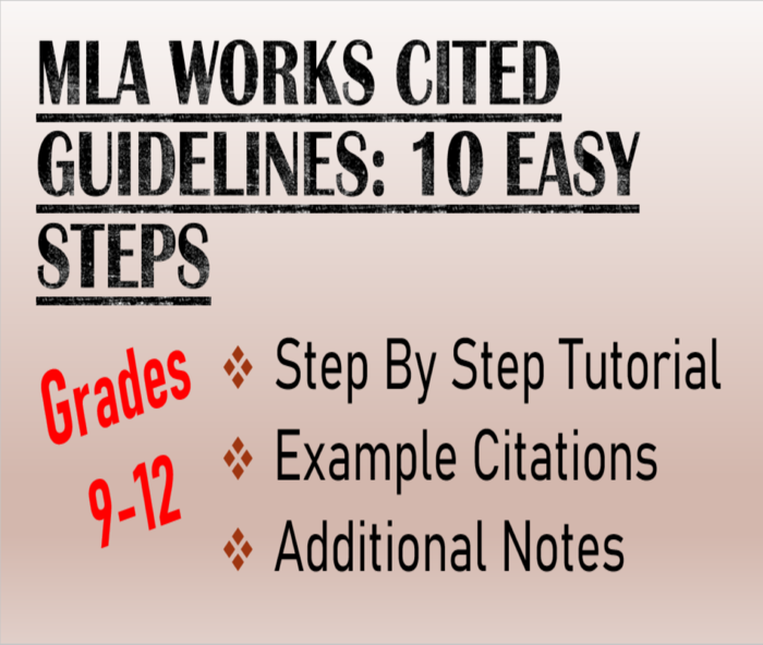 MLA Works Cited Guidelines Lecture- Reference, Examples, Template